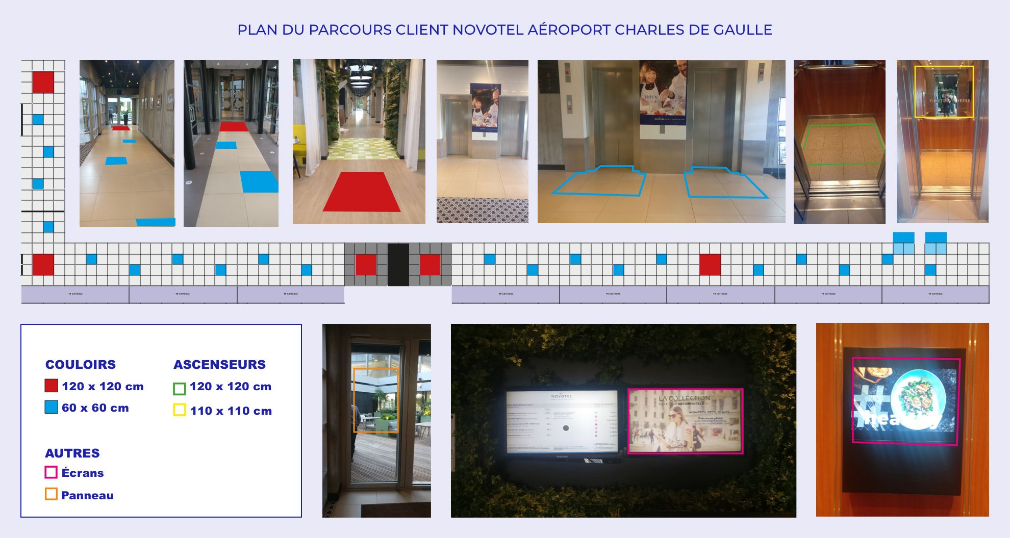 Novotel de l'aéroport de Charles-de-Gaulle : Plan du parcours client et de la signalétique par Candice Herbreteau